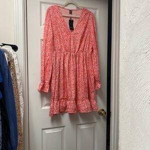 Floral Pink Long Sleeve Dress